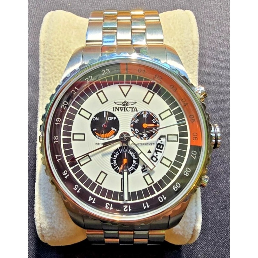 Invicta Ocean Quest 6289 Mens Chronograph Watch Stainless Steel 100M Silver Dial